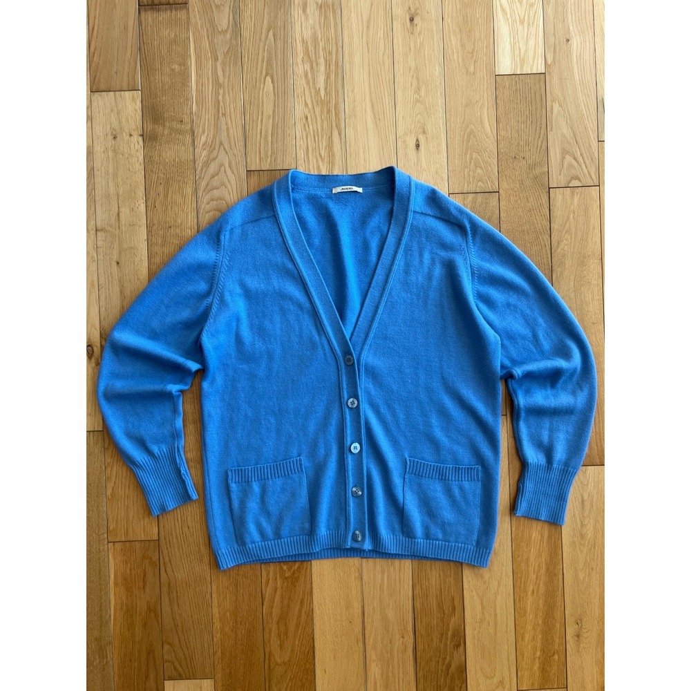 Rodier Paris Blue Cardigan Sweater V Neck Button Front Womens Size L